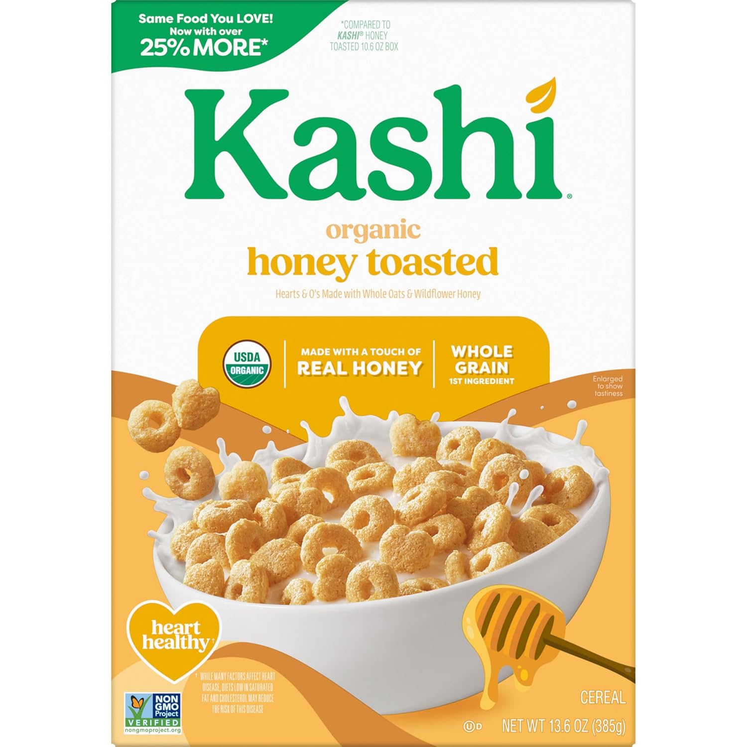 Kashi Organic Honey Toasted Cereal – Quick Desk-Side Breakfast for Busy Professionals, 13.6oz Box