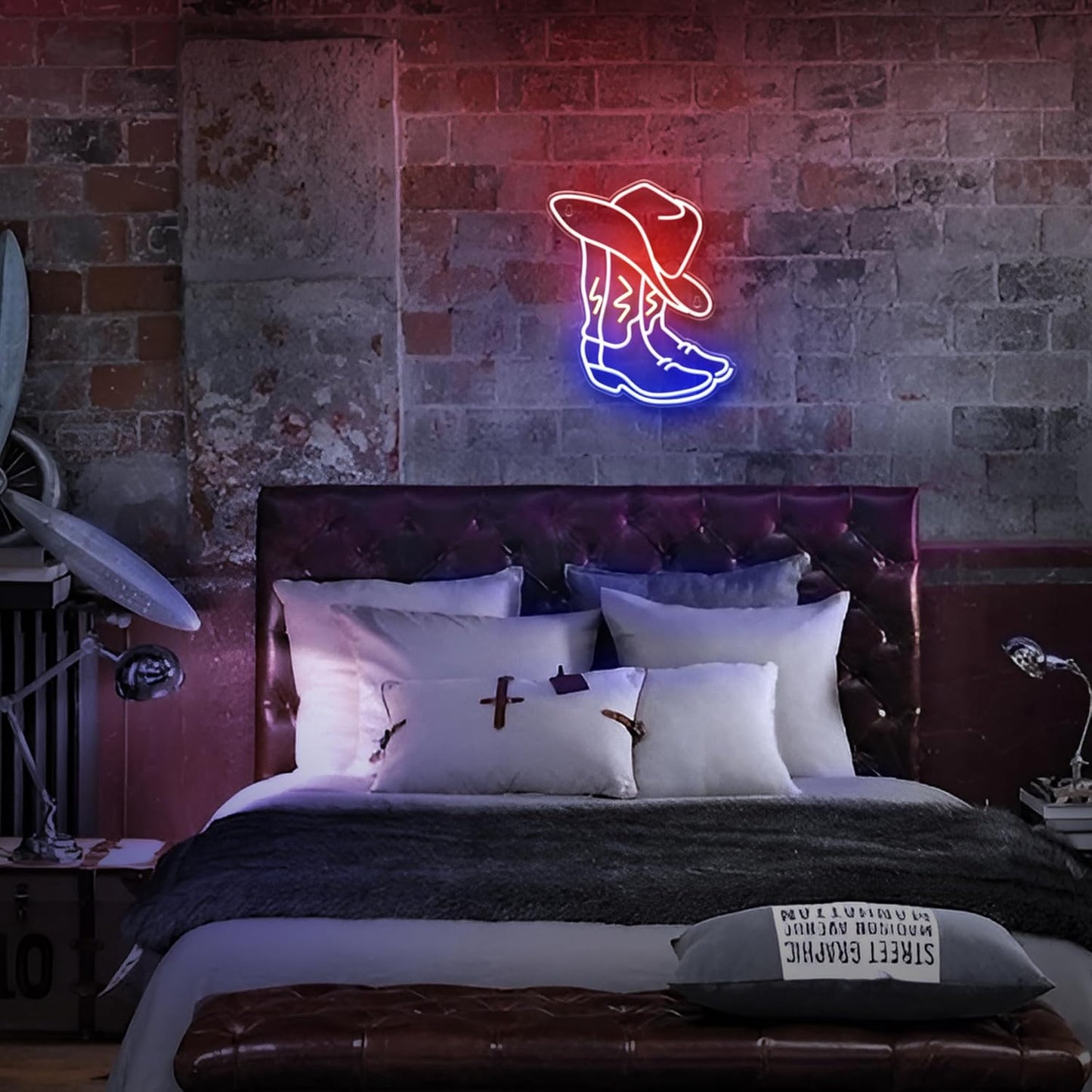 Kavaas Cowboy Boot Neon Sign – Unique Housewarming Present for Western Decor Lovers, Rustic Living Room and Den Wall Light