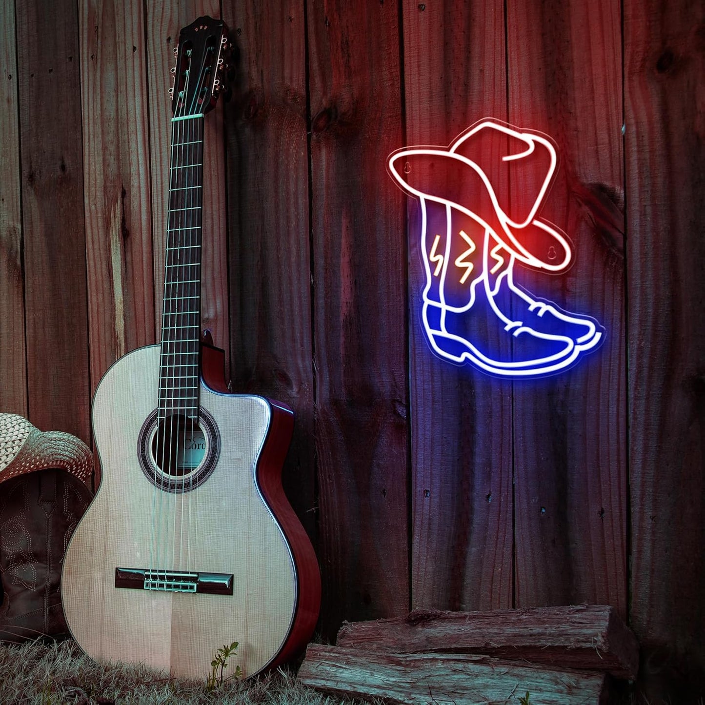Kavaas Cowboy Boot Neon Sign – Unique Housewarming Present for Western Decor Lovers, Rustic Living Room and Den Wall Light