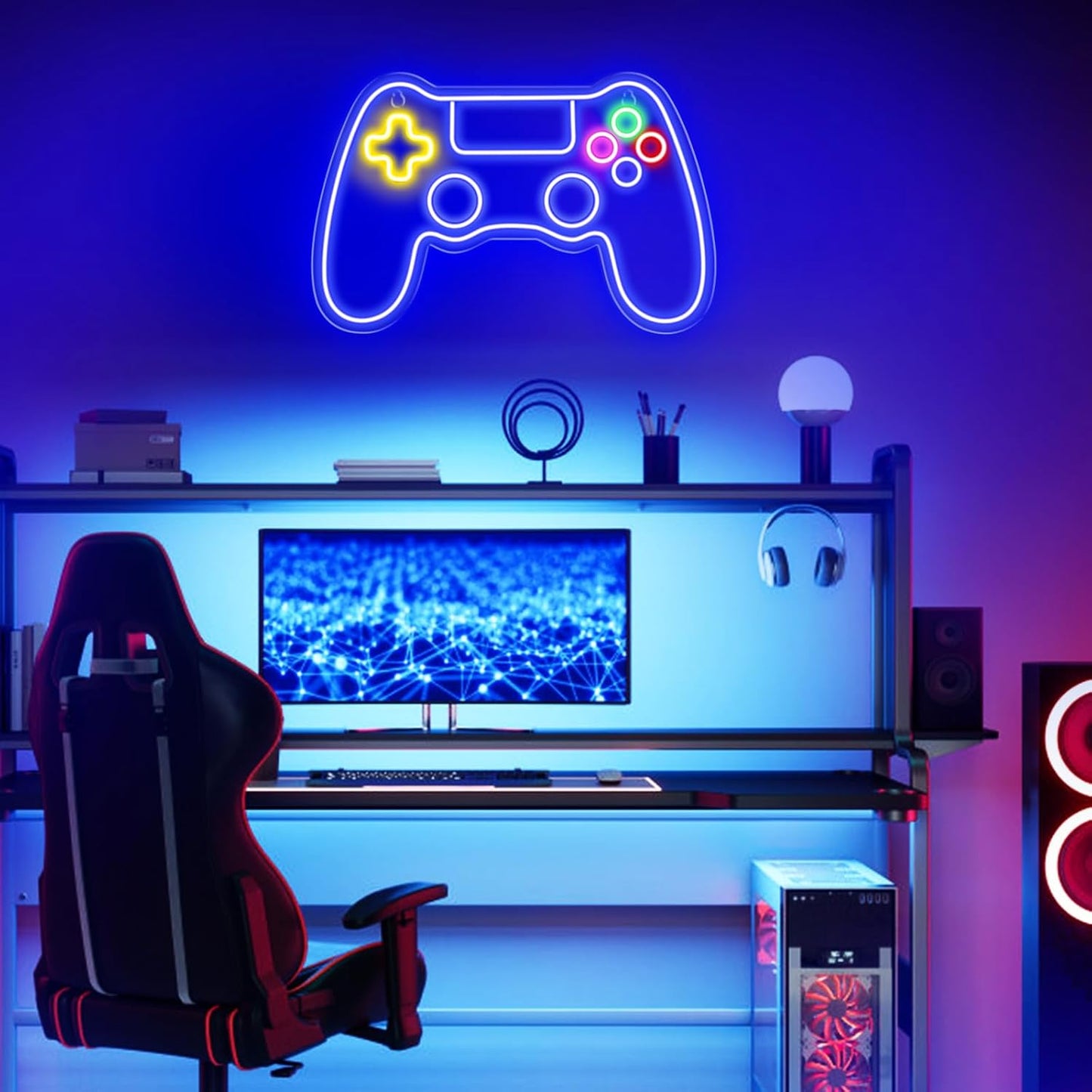 Kavaas Gamer Neon Sign – Flame Free LED Wall Light Safe Around Kids and Pets, Cool Touch Gaming Room Decor