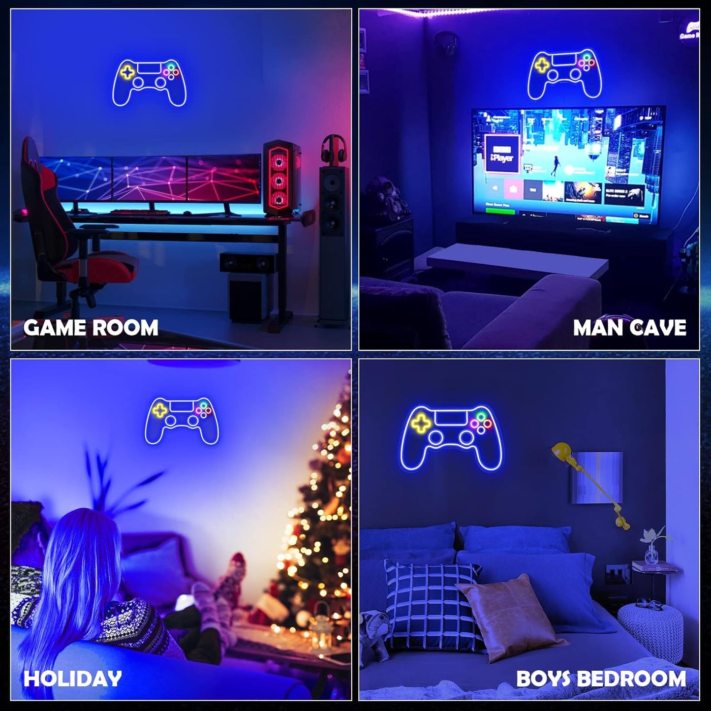 Kavaas Gamer Neon Sign – Flame Free LED Wall Light Safe Around Kids and Pets, Cool Touch Gaming Room Decor