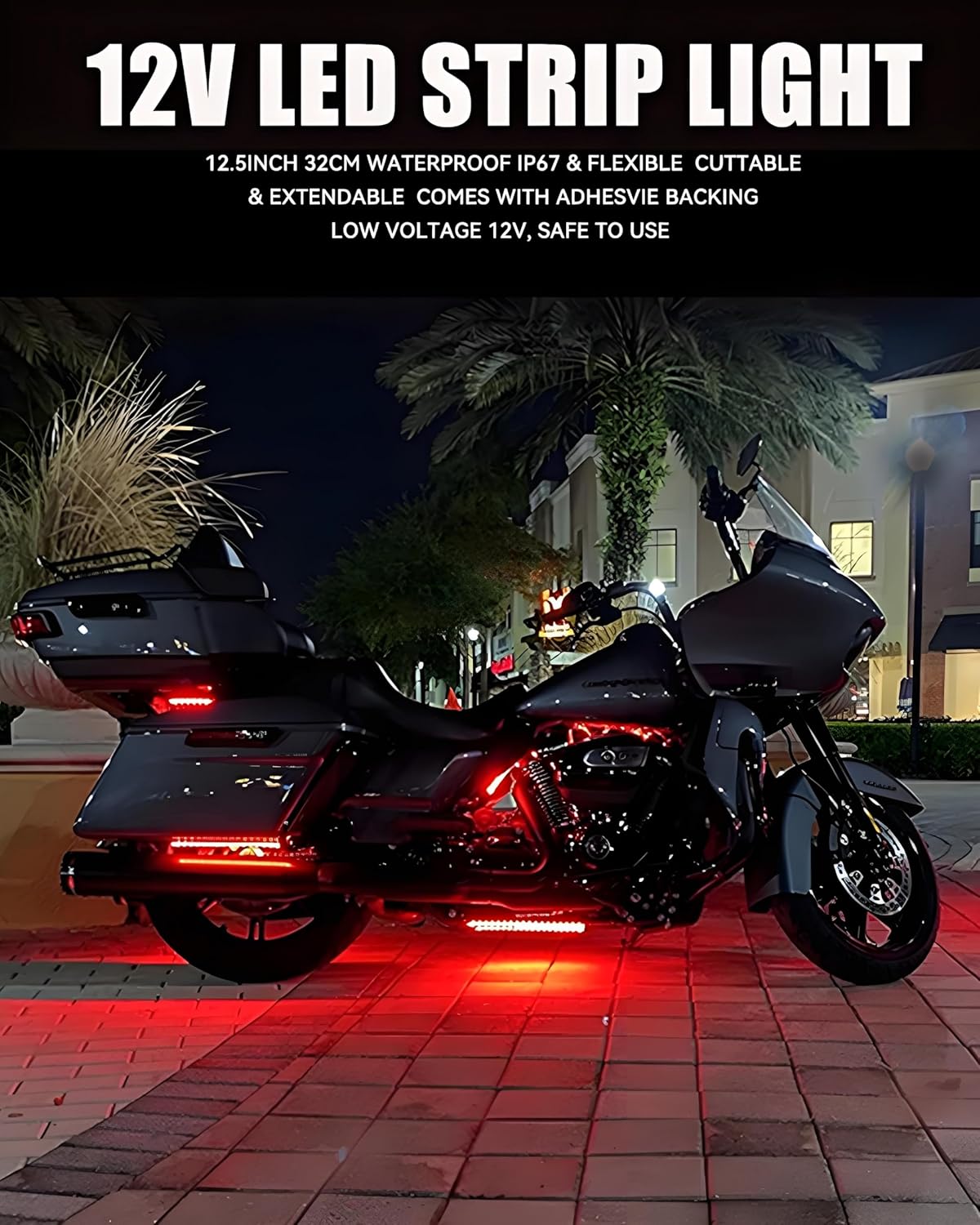 Keiurot 12V LED Light Strip – Family-Friendly Interior Footwell & Cargo Accent, Cool-Touch 4-Pack