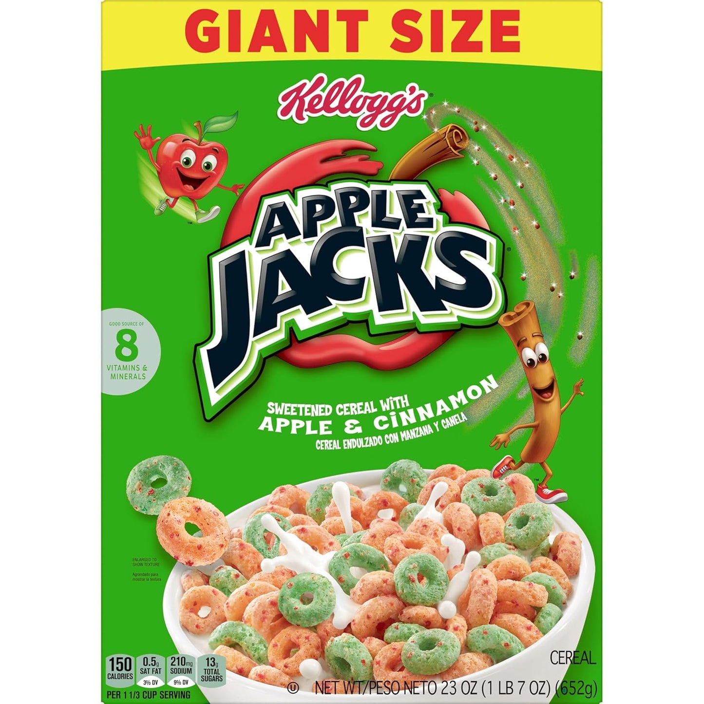 Kellogg's Apple Jacks Cereal – Nostalgic American Snack Care Package for Family Abroad, 23oz Box