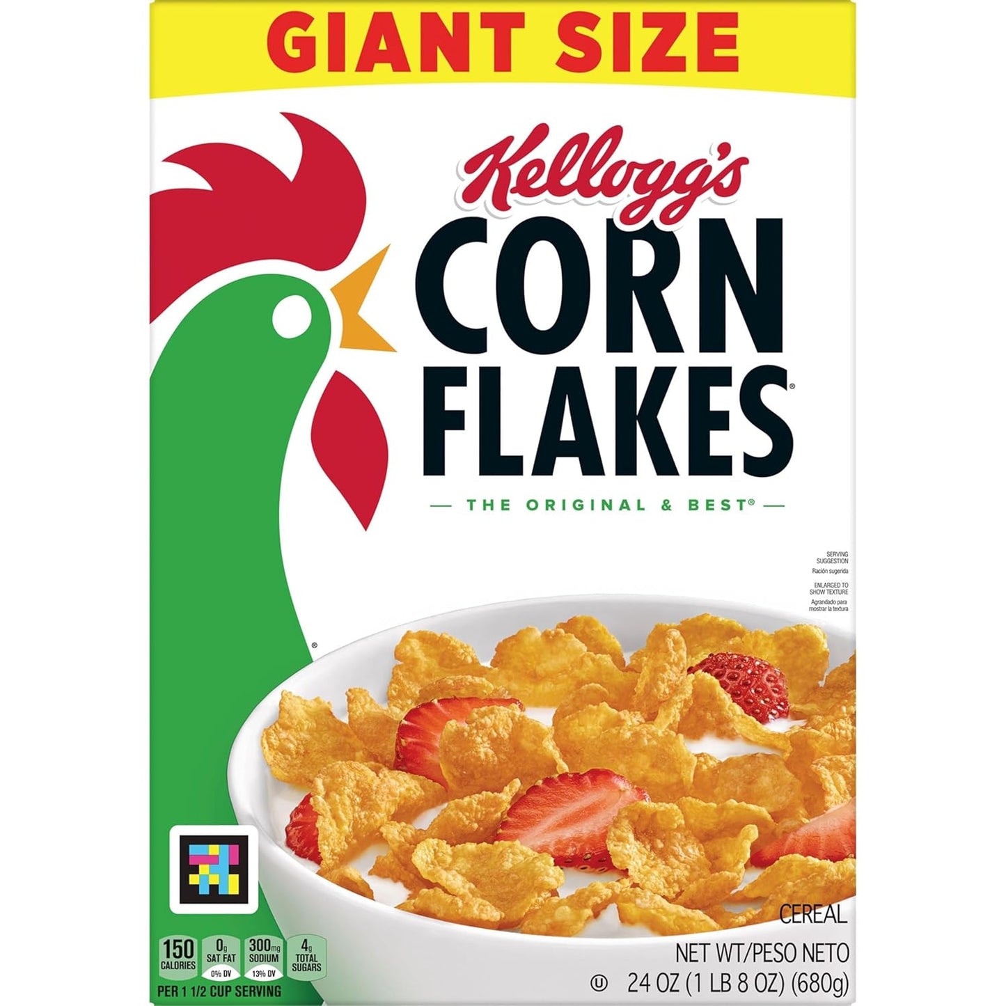 Kellogg's Corn Flakes Cereal – Kids Lunchbox Topper and After-School Snack, Original 24oz