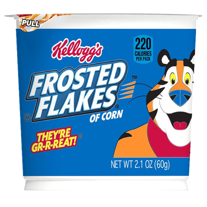 Kellogg's Frosted Flakes Breakfast Cups – Mess-Free Morning Cereal for Kids' Kitchen and Lunch Table, 2.1oz
