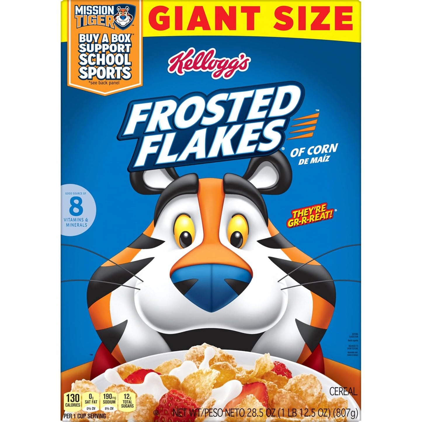 Kellogg's Frosted Flakes Cereal, Giant 28.5 oz Nostalgic Birthday Gift Box for Families and Tony the Tiger Fans