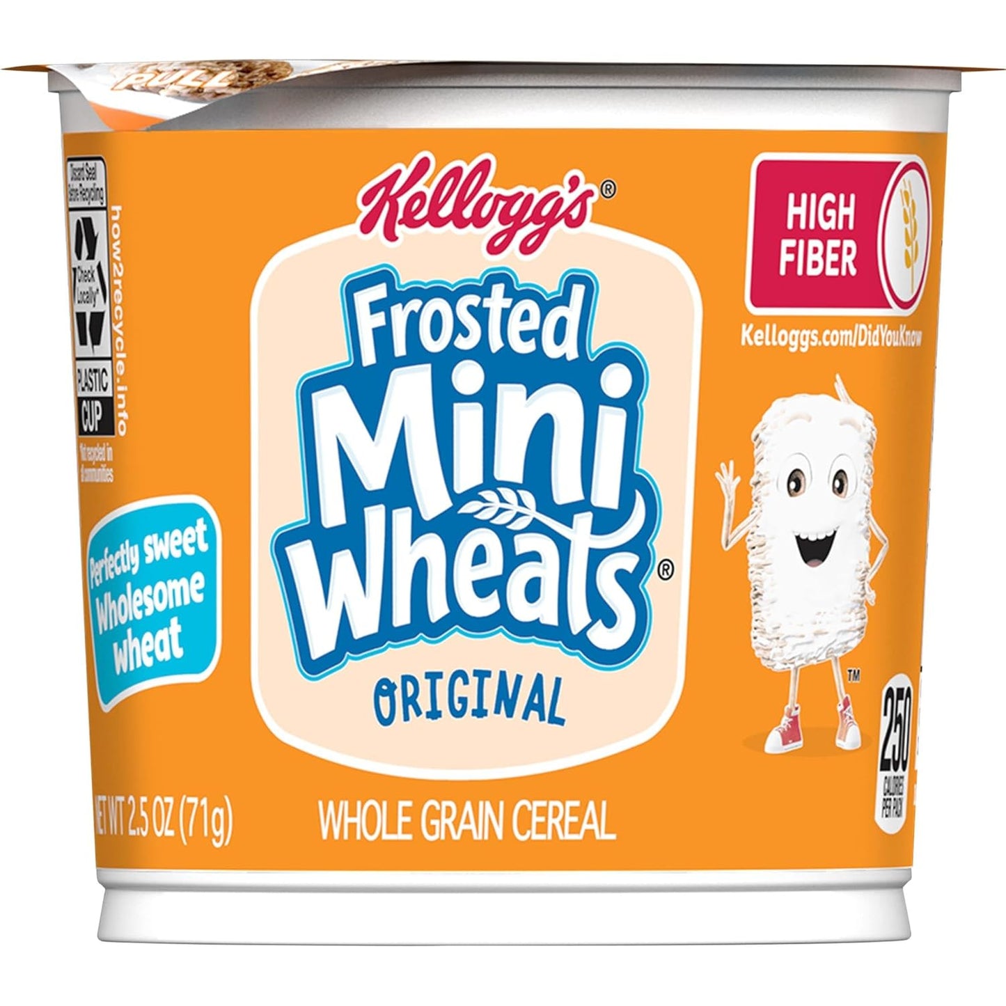Kellogg's Frosted Mini-Wheats Cereal Cups – Portable Camping and Road Trip Snack, 12-Pack of 2.5oz