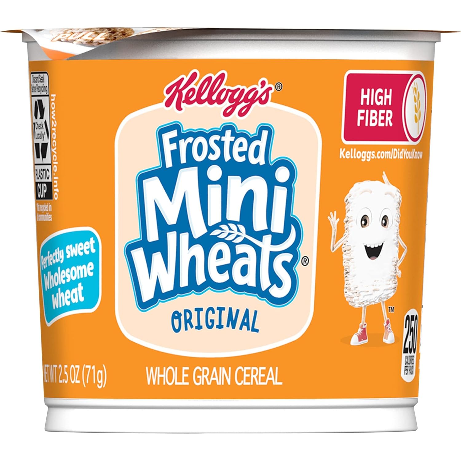 Kellogg's Frosted Mini-Wheats Cereal Cups – Portable Camping and Road Trip Snack, 12-Pack of 2.5oz