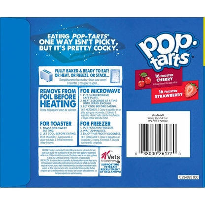 Kellogg's Pop-Tarts Variety Pack – Comforting Bedtime Snack for Seniors in Nursing Homes, 32 Individually Wrapped Ct