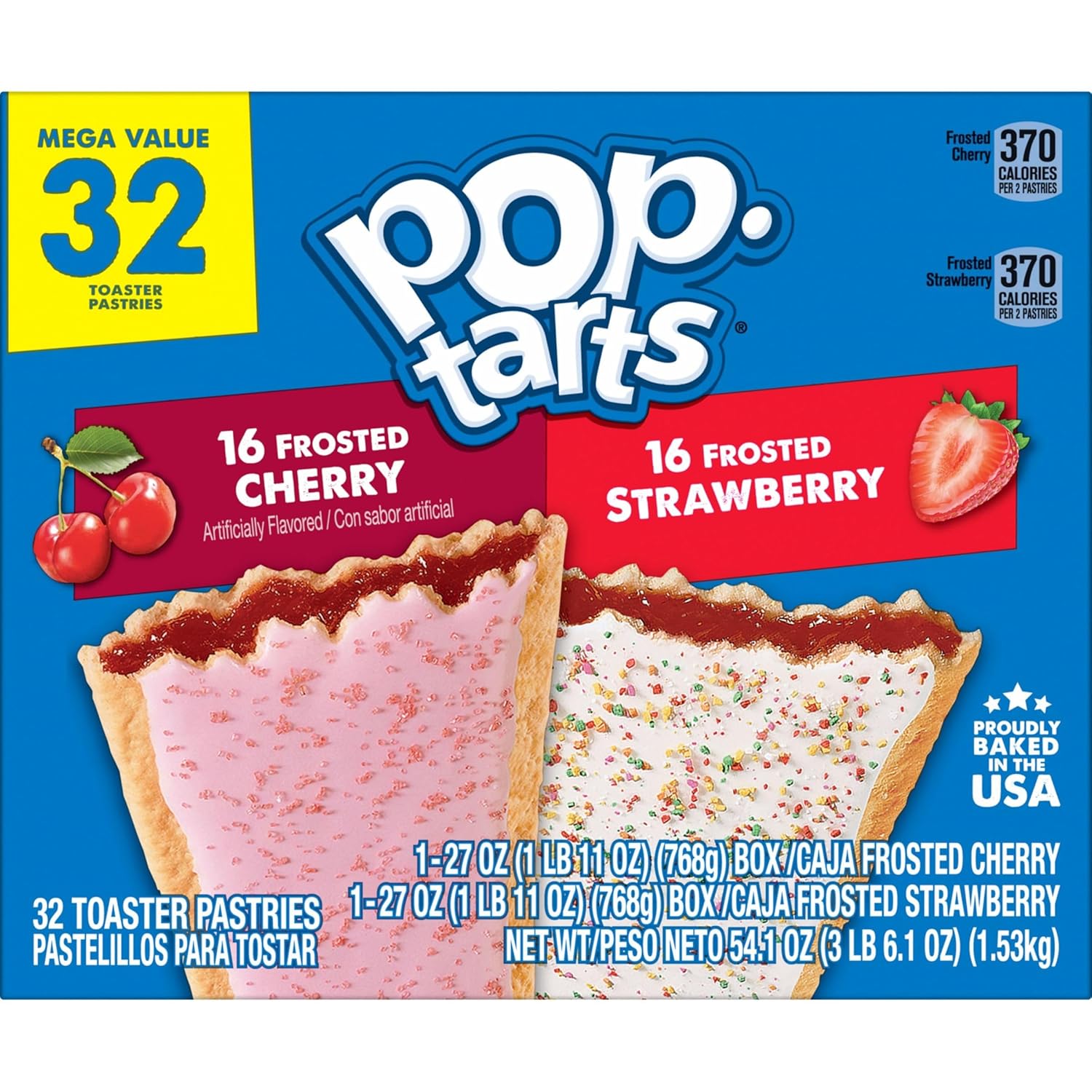 Kellogg's Pop-Tarts Variety Pack – Comforting Bedtime Snack for Seniors in Nursing Homes, 32 Individually Wrapped Ct