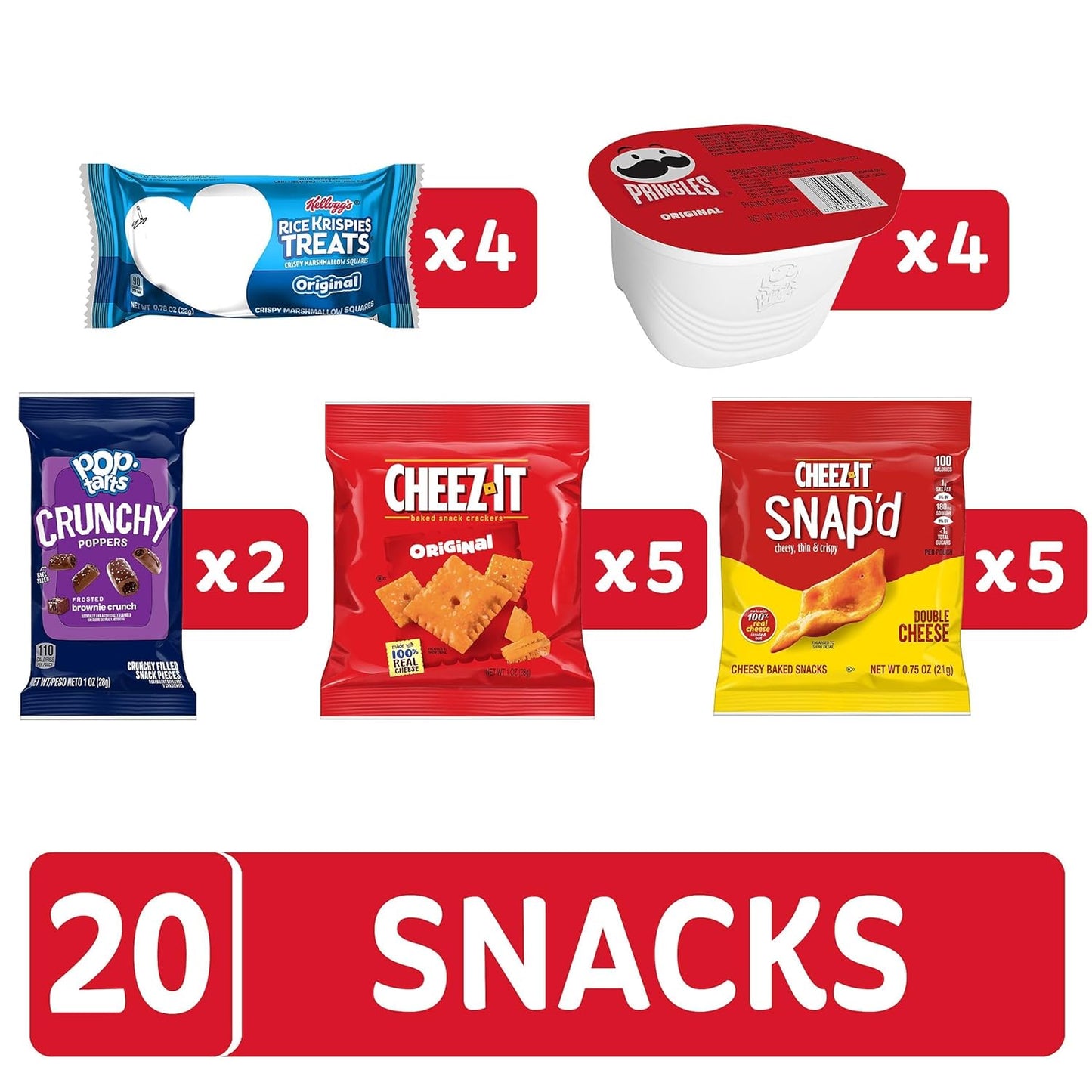 Kellogg's Snack Variety Pack – Thoughtful Care Package for College Students and Military Service Members, 20 Count Box