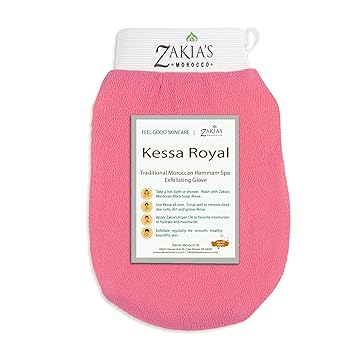 Kessa Hammam Exfoliating Glove – Family Safe Bathroom Skincare Tool, Dual Texture Exfoliating Glove