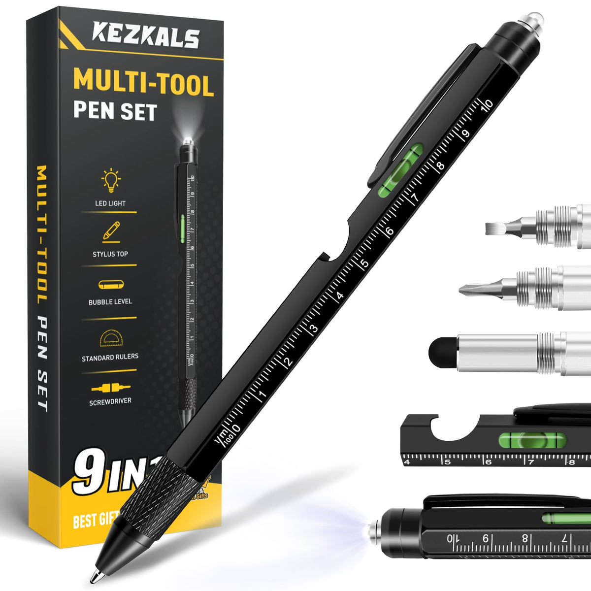 KEZKALS Easter Gifts for Adults Men, 9 in 1 Multitool Pen, Easter Basket Stuffers for Adults, Birthday Gifts for Men, Mens Gifts for Him, Anniversary Graduation Gifts for Mens, Fathers Day Dad Gifts