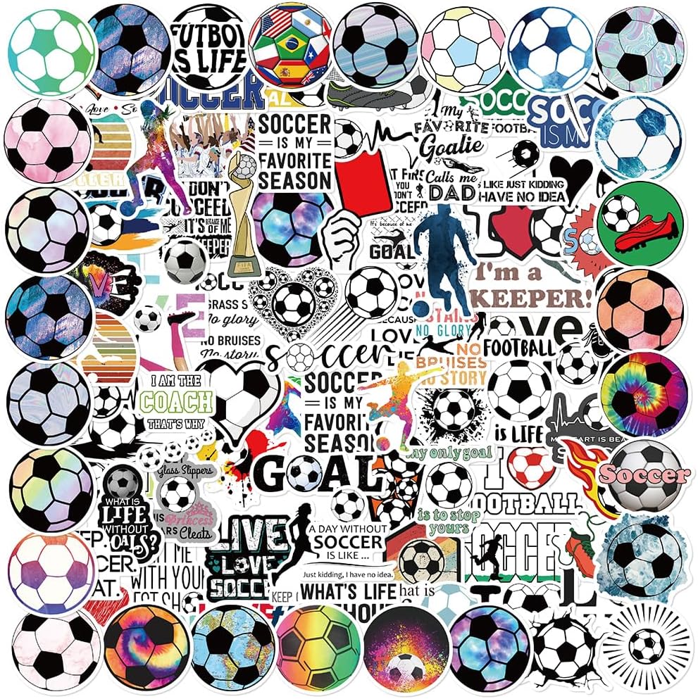 KickOff Kings Kids Soccer Sticker Variety Pack for Playroom Decor, Reusable No-Residue Vinyl Stickers for Scrapbook and Lunch Boxes