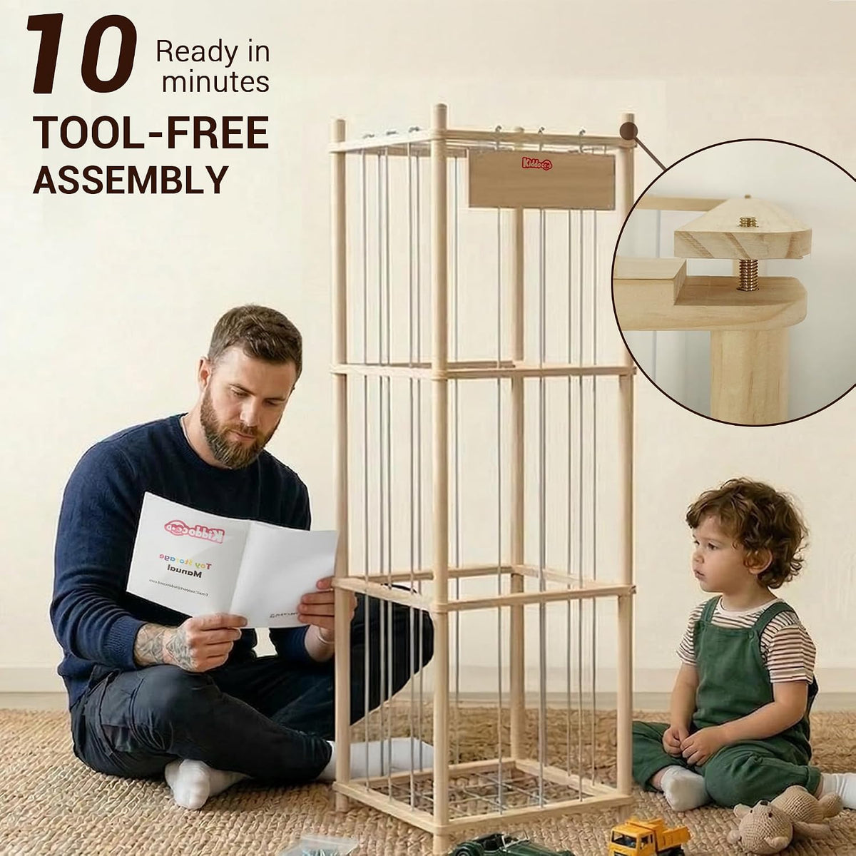 KiddoCood Uncluttered Pine Plush Holder for Apartments, Intentional Kids' Room Storage