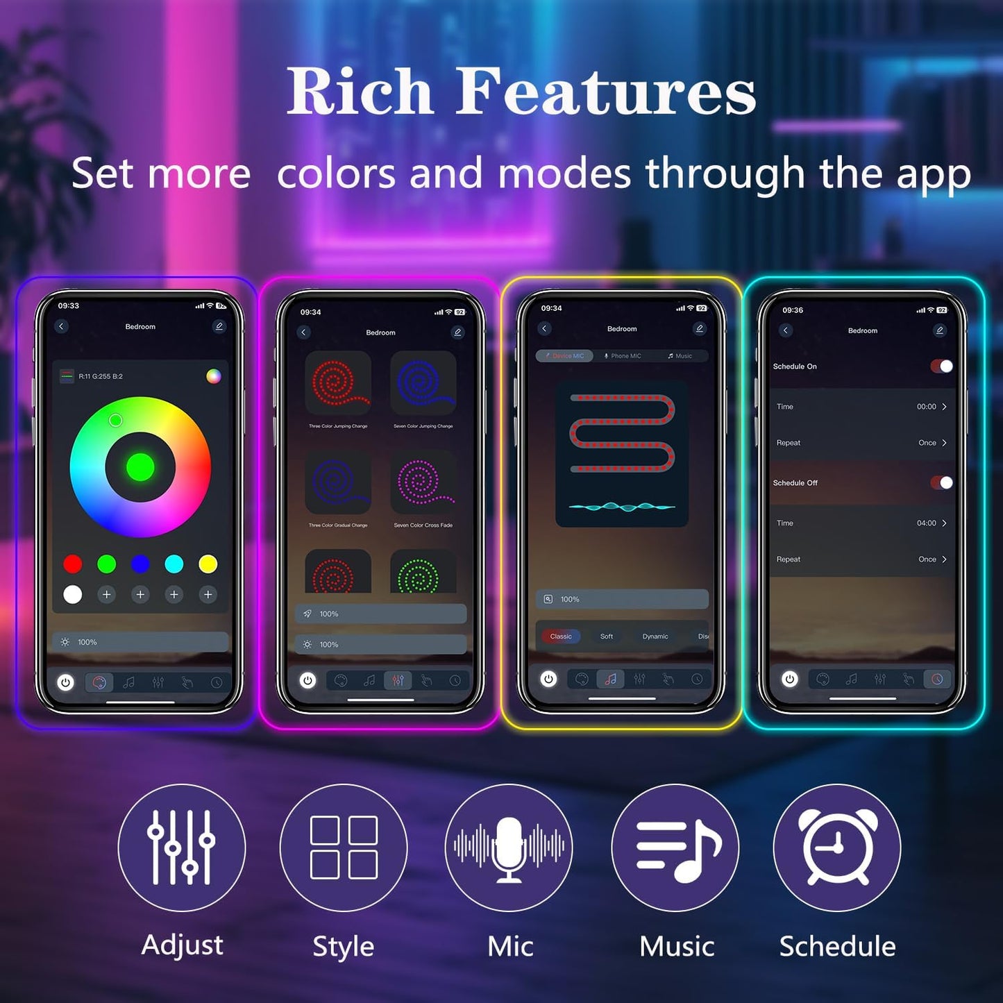 Kids Bedroom LED Neon Light – Cool to Touch RGB Strip with App Timer