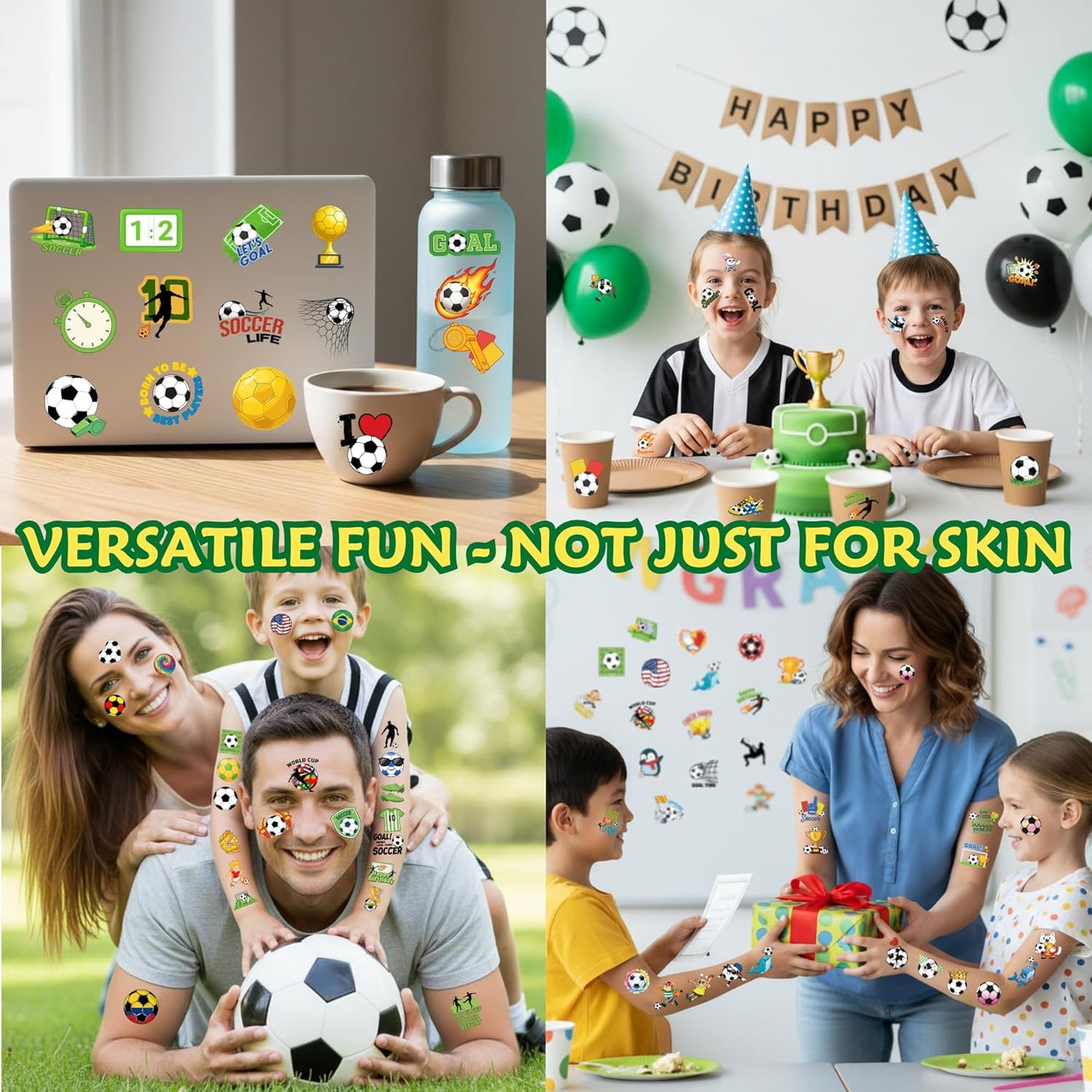 Kids Soccer Theme Tattoo Stickers – 96 Pre-Cut Sheets for Classroom Rewards and Goody Bags