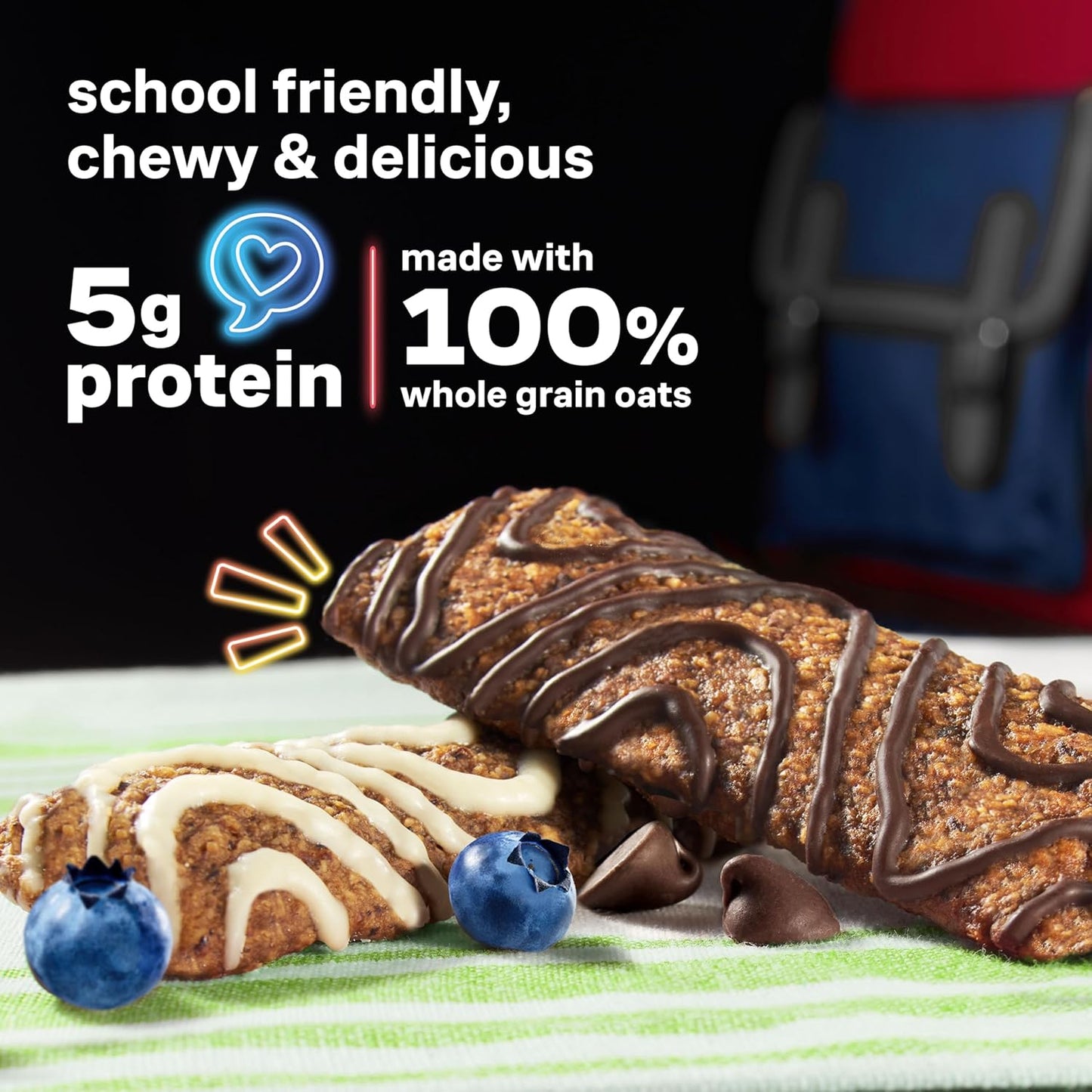 KIND Kids School Friendly Blueberry Muffin and Chocolate Chip Oat Bars – 5g Protein Whole Grain Snack for Active Kids and On the Go Families