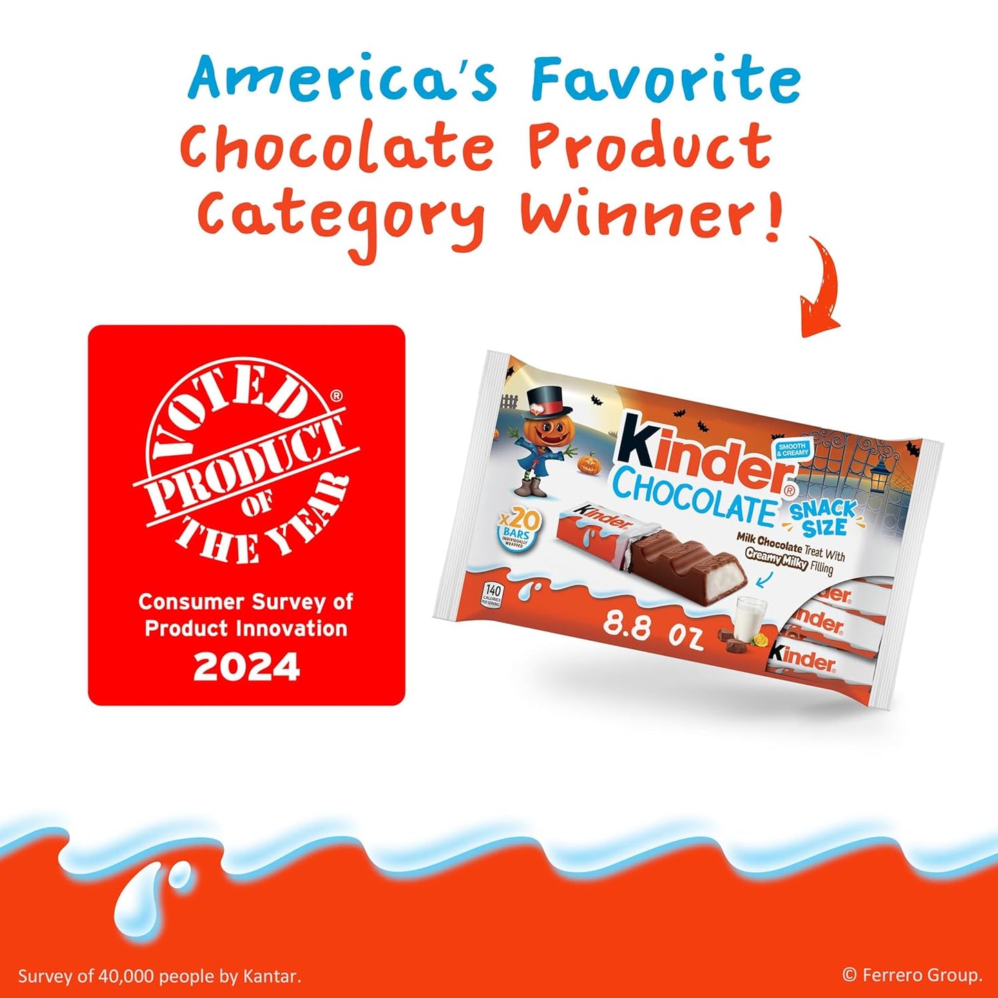 Kinder Chocolate Snack Size Bars – Individually Wrapped Milk Chocolate Stocking Stuffers, Party Favors, and Grab-and-Go Gifts, 20 Count, 8.8 oz