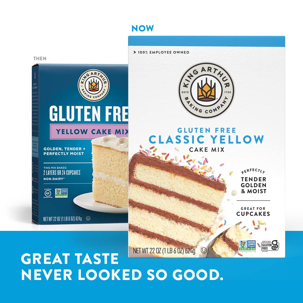 King Arthur Gluten-Free Yellow Cake Mix – Showpiece Layer Cake for Dinner Party Centerpiece Style, 22 oz