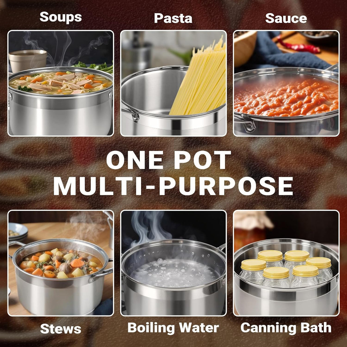 Kirecoo Stock Pot – Even Heat Base That Cuts Scorching Risk for New Home Cooks, 8 Quart Stainless Steel