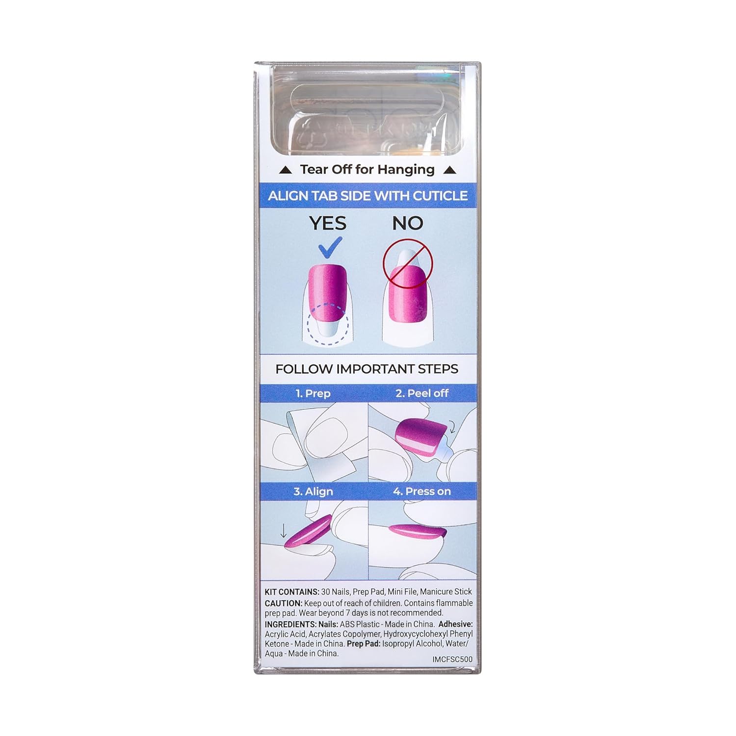 KISS colorFX Press On Nails – Tween Back to School Manicure Kit, Glue Free Short Oval Fake Nails in Reconnect Blue