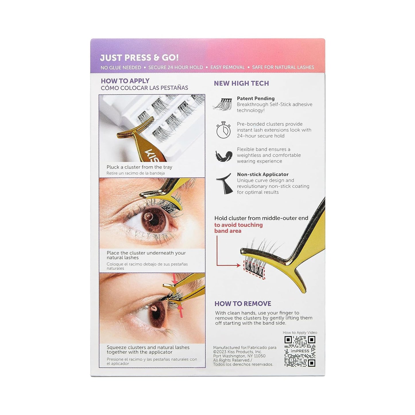KISS imPRESS Falsies Self-Adhesive Lash Clusters – Premium Salon-Quality Press-On Eyelashes for Elevated Glam