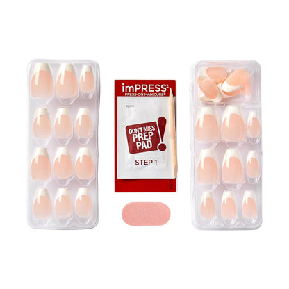KISS imPRESS No Glue French Press On Nails – Premium Coffin Manicure for Elevated At-Home Beauty Rituals