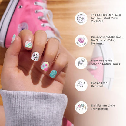 KISS imPRESS No Glue Press On Nails for Kids – Safe DIY Manicure Set for Girls Ages 4-12