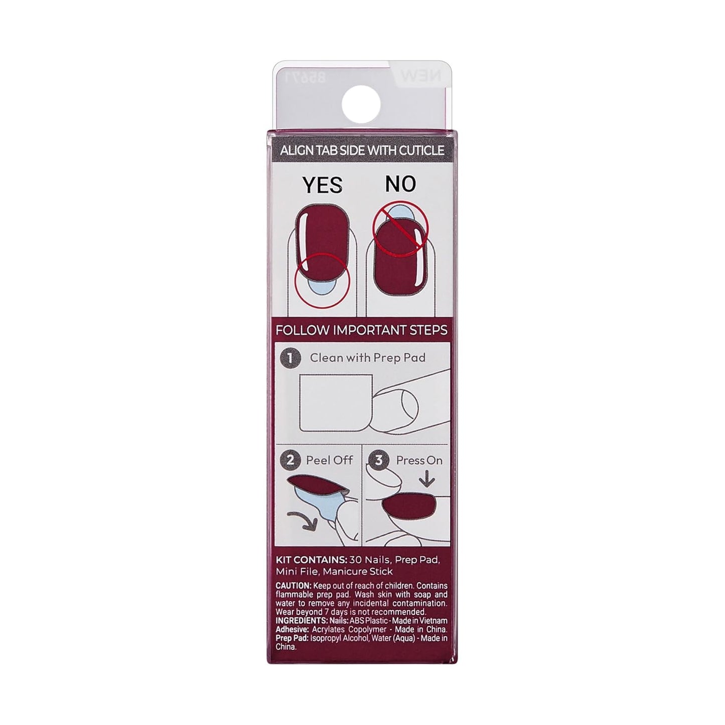 KISS imPRESS Press On Nails - Birthday Gift for Women and Teens, Ready-to-Wear Red Manicure Kit with Prep Pad and File