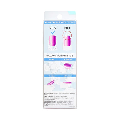 KISS imPRESS Press On Nails Satellite – Ready-to-Give Birthday Gift Set for Her, Short Squoval Chrome Pink Manicure Kit