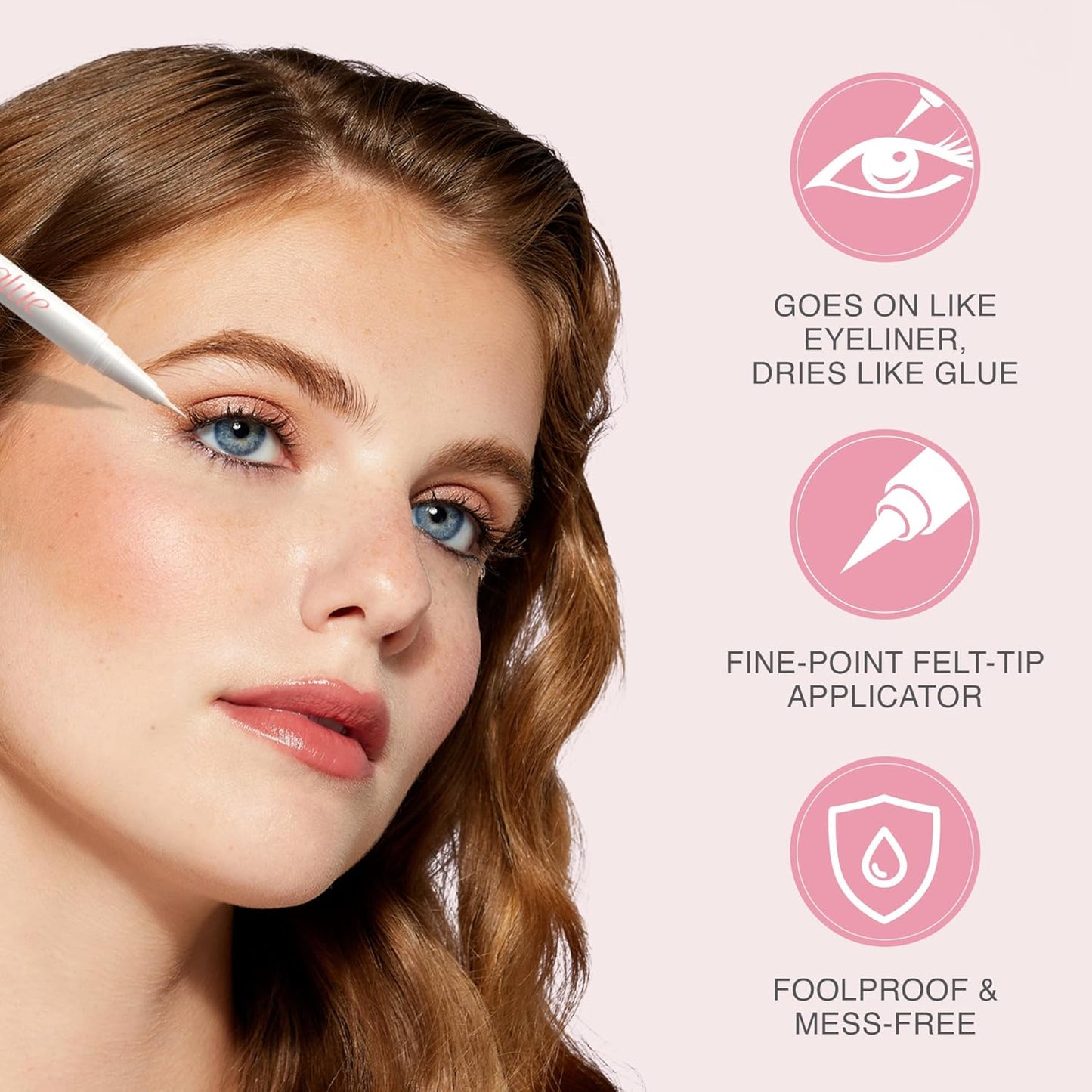 KISS Lash Glueliner – Quick Morning Routine Fix, 2-in-1 Felt-Tip Eyeliner and Lash Adhesive for Office Days