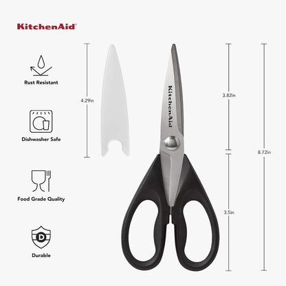 KitchenAid All-Purpose Kitchen Shears with Protective Sheath – Soft-Grip Non-Slip Handle Shears to Reduce Hand Fatigue and Improve Cutting Control