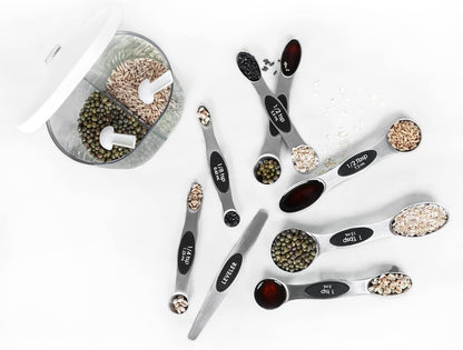KitchenNest Double-Sided Measuring Spoons – Simple Stainless Steel Design for Capsule Kitchen Drawers
