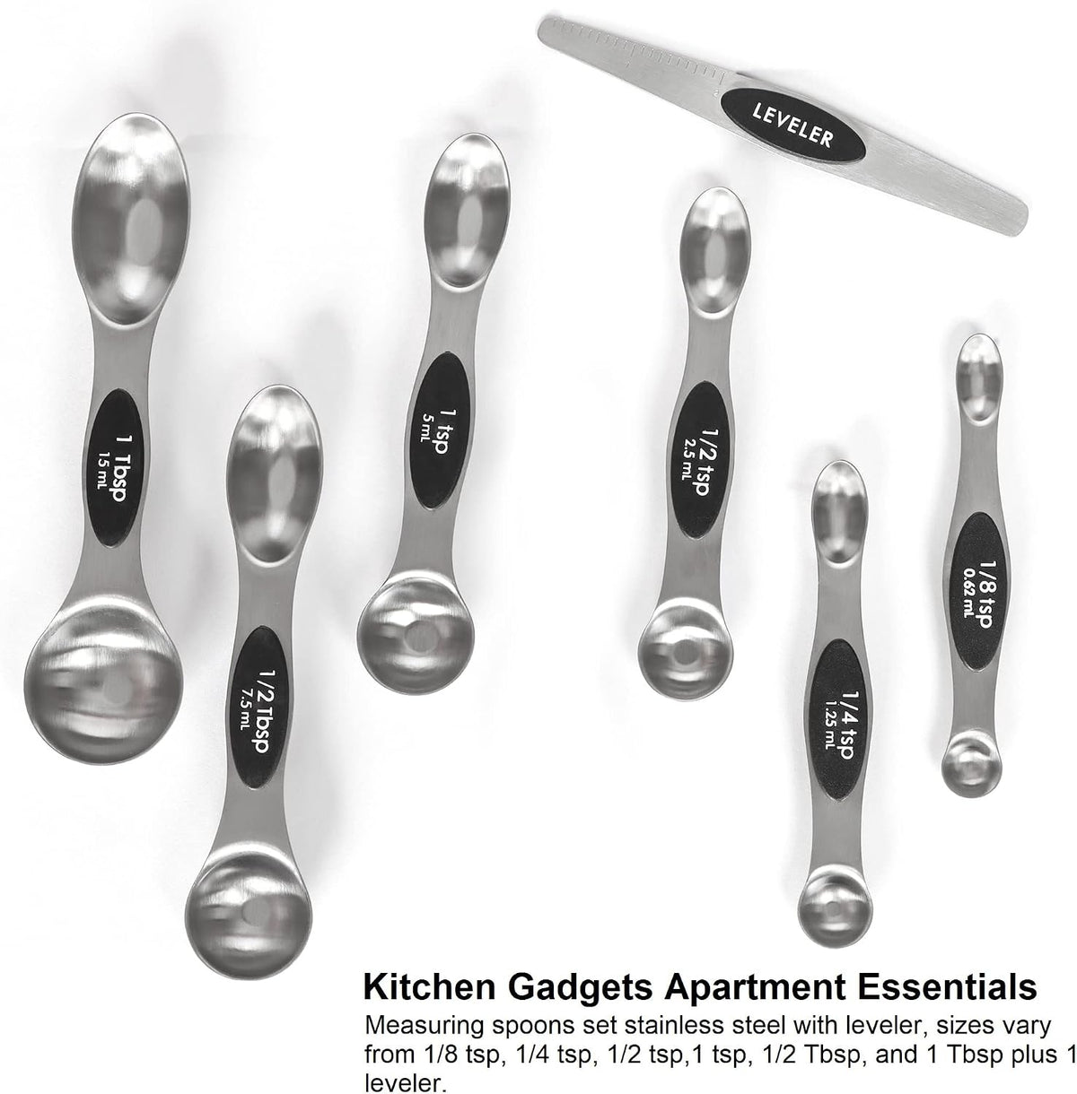 KitchenNest Double-Sided Measuring Spoons – Simple Stainless Steel Design for Capsule Kitchen Drawers