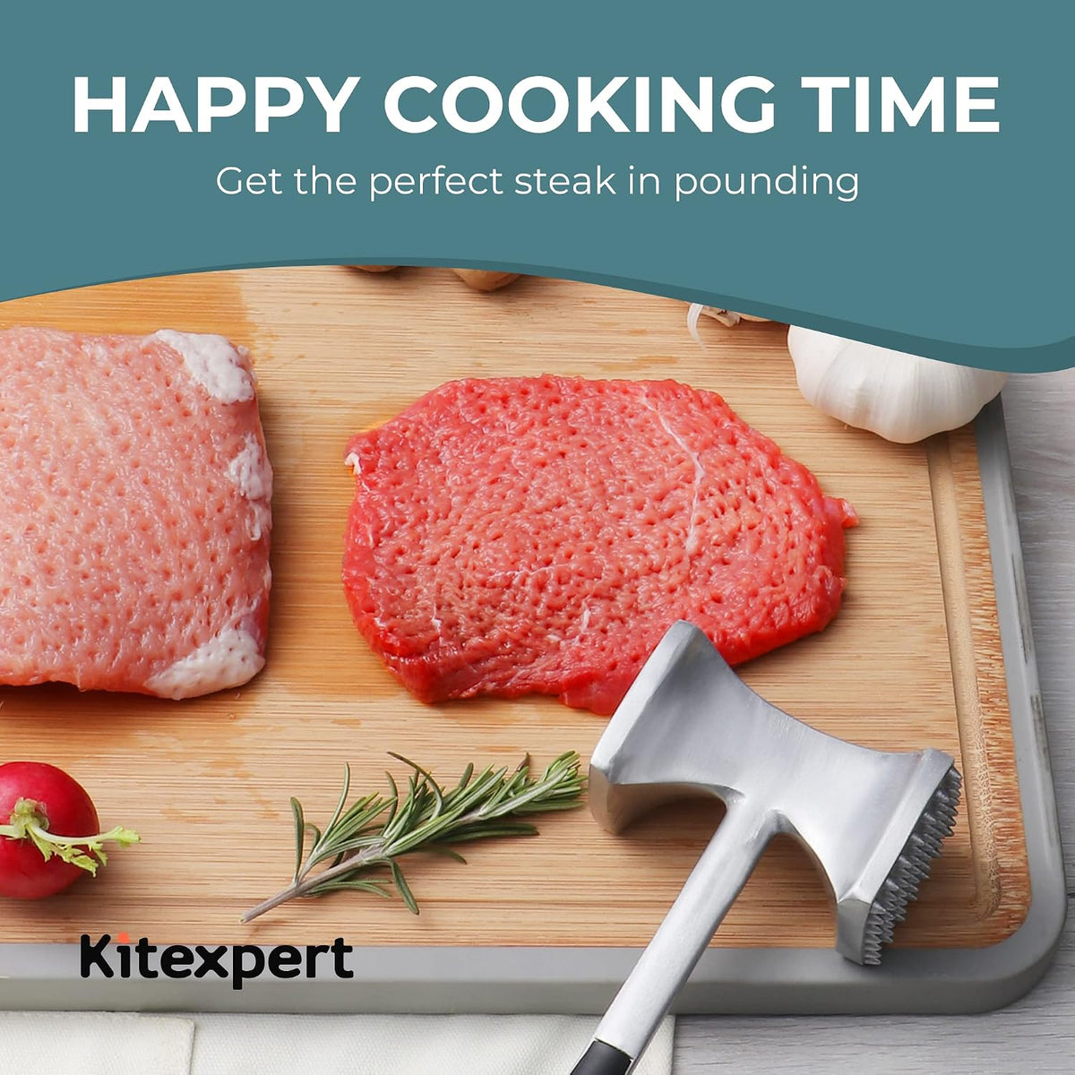 KITEXPERT Meat Tenderizer Hammer – Housewarming Gift for New Homeowners, Heavy-Duty Mallet for Kitchen Prep and Grilling