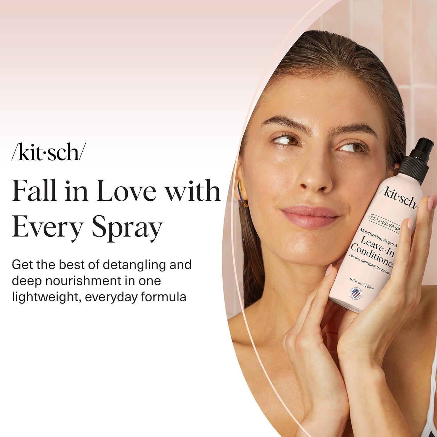Kitsch Argan Milk Leave In Conditioner Spray – Gentle Kid Friendly Hair Detangler for Tangles, Vanilla Scent