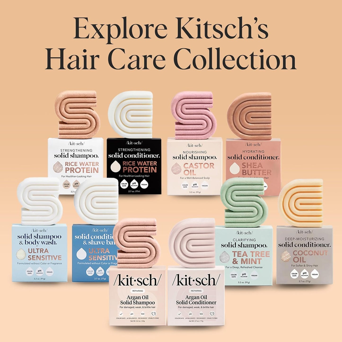 Kitsch Argan Oil Conditioner Bar – TSA-Friendly Solid Bar for Carry-On Luggage, Flights and Weekend Hotel Stays