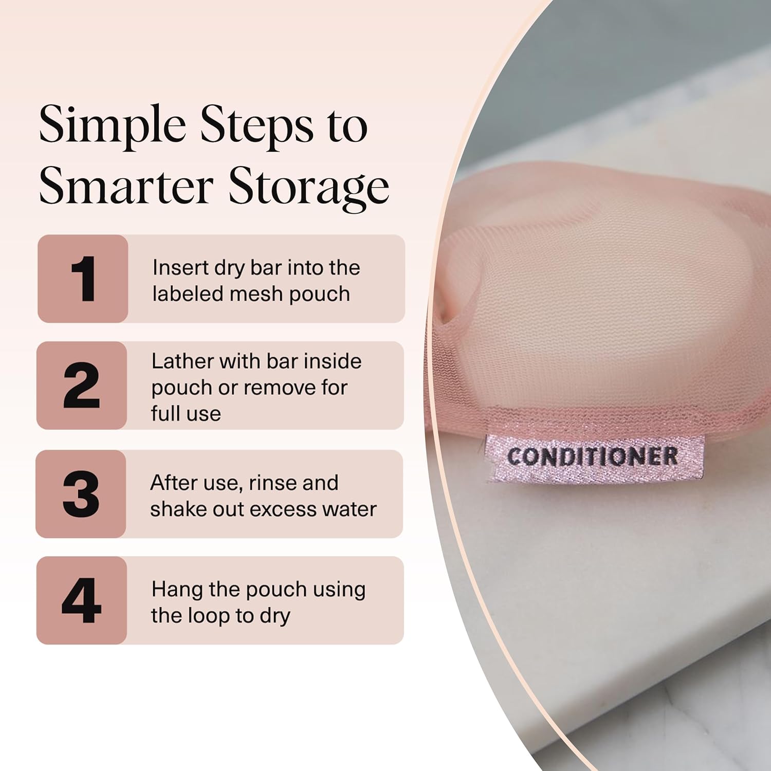 Kitsch Bar Soap Saver Pouch – Streamlined Shower Storage Solution, Two Neutral Mesh Pouches for Bar Toiletries