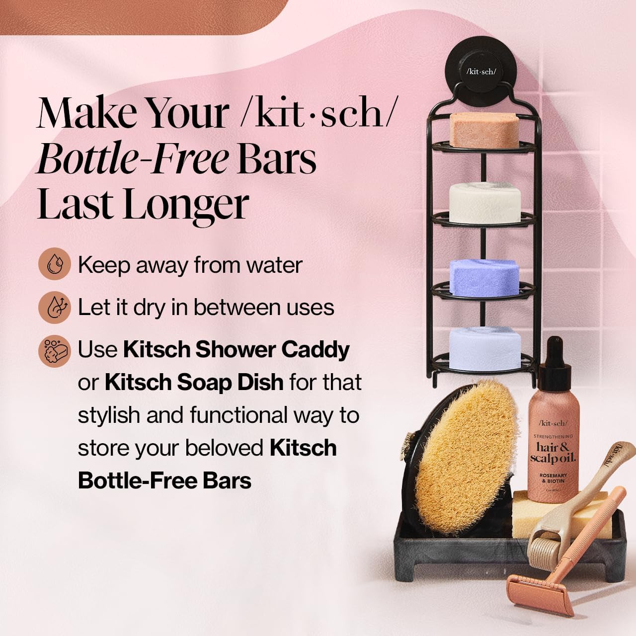 Kitsch Castor Oil Shampoo and Shea Butter Conditioner Bar – TSA Friendly Travel Set for Carry On and Camping Trips