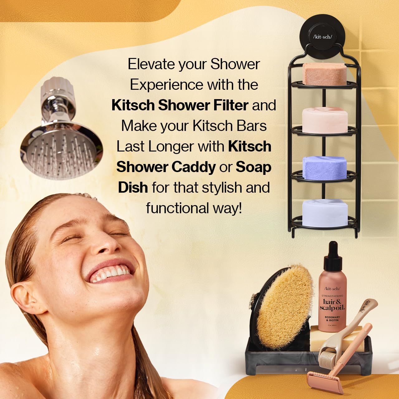 Kitsch Coconut Oil Shampoo Bar - Travel and Gym Bag Must for Curly Hair, TSA Friendly Solid Wash