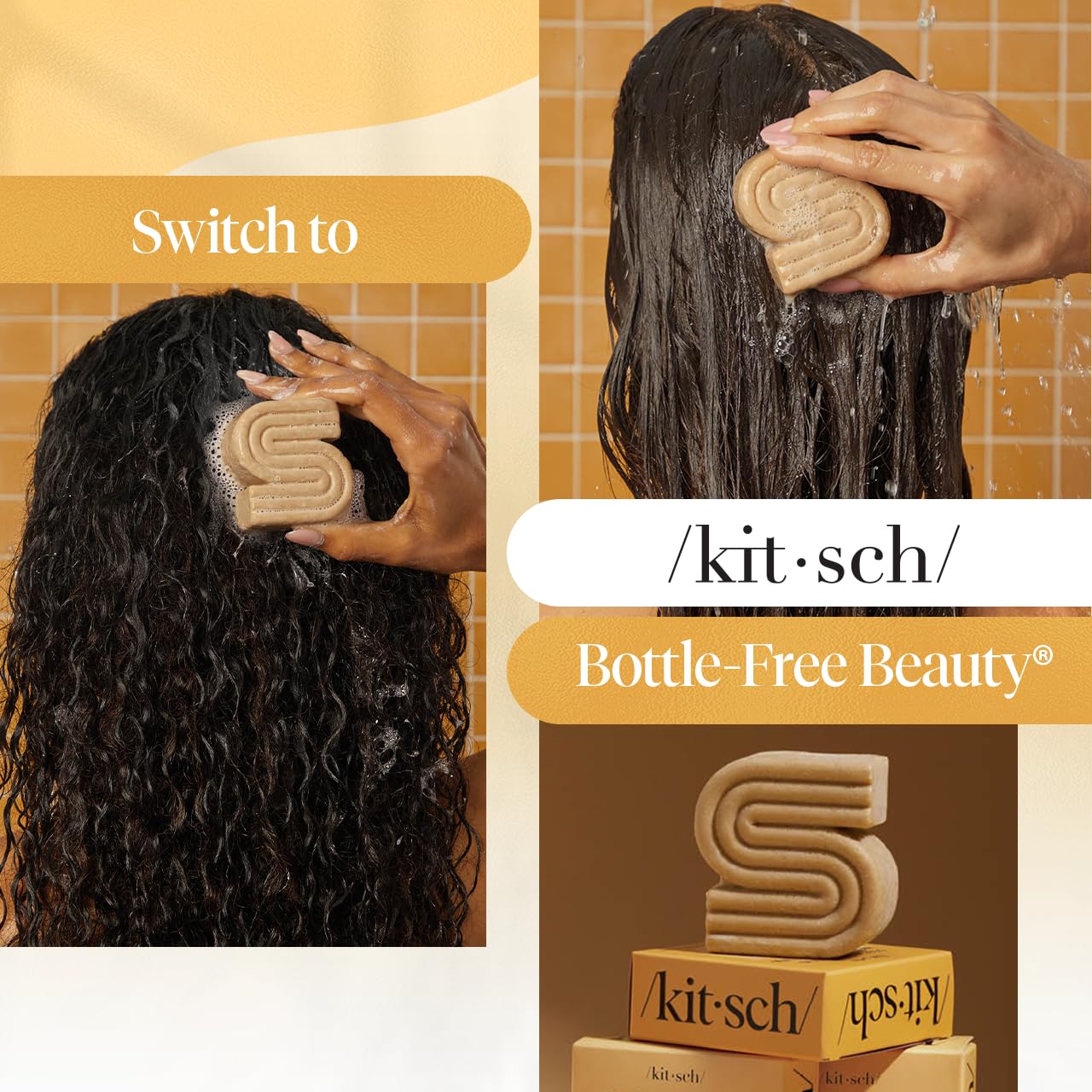 Kitsch Coconut Oil Shampoo Bar - Travel and Gym Bag Must for Curly Hair, TSA Friendly Solid Wash