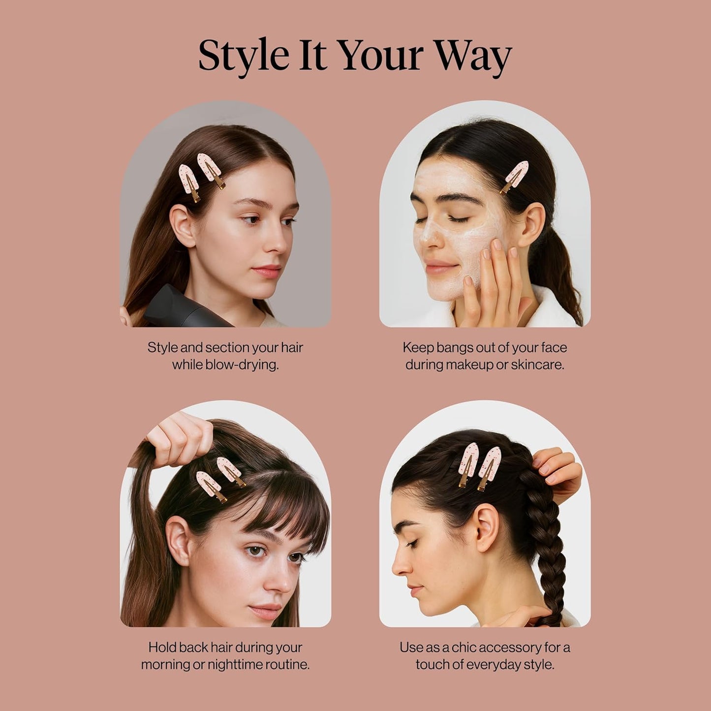 Kitsch Creaseless Hair Clips – Mindful Bath Time Accessory, No-Indentation Clips for Serums and Treatments