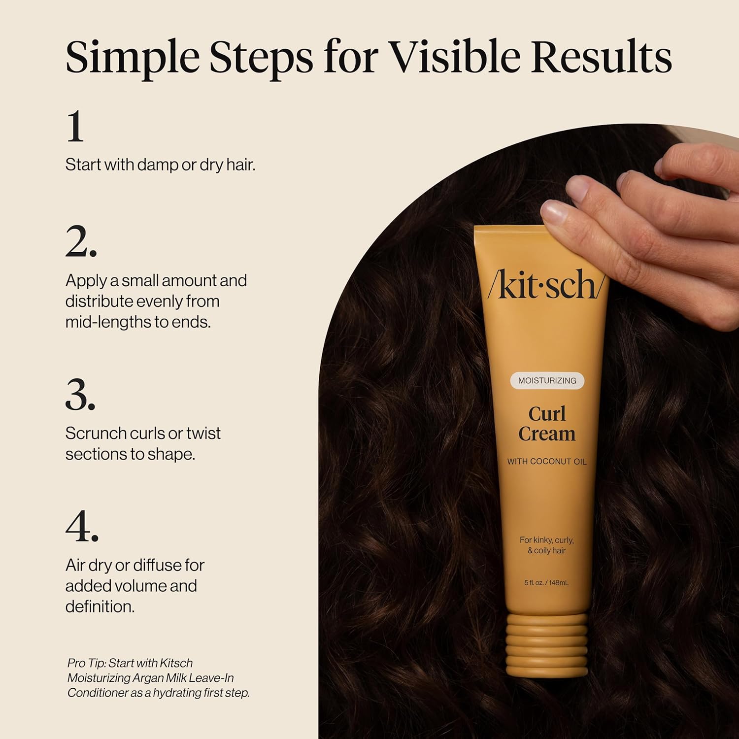 Kitsch Curl Defining Cream – Premium Curl Care with Salted Amber & Driftwood Scent, Elevated Styling