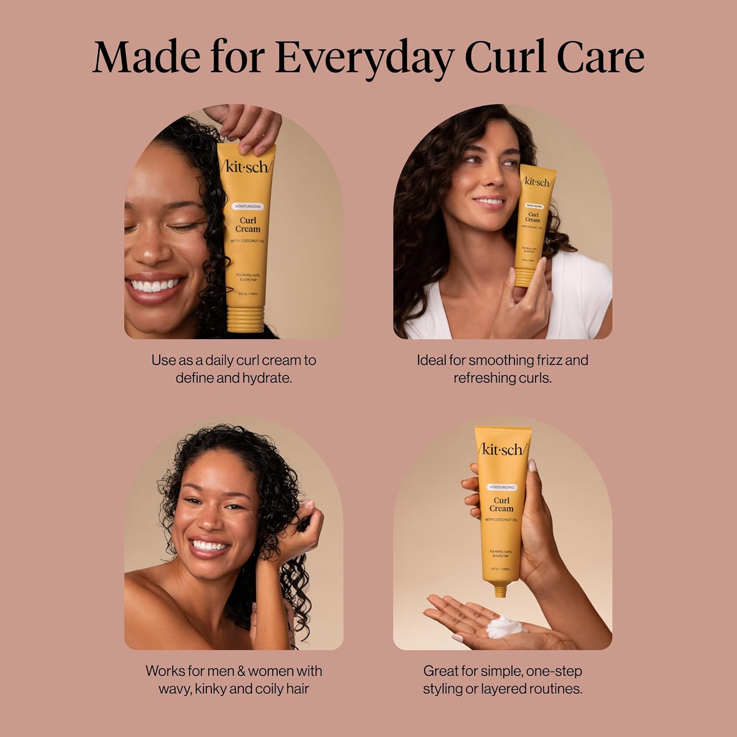 Kitsch Curl Defining Cream – Premium Curl Care with Salted Amber & Driftwood Scent, Elevated Styling