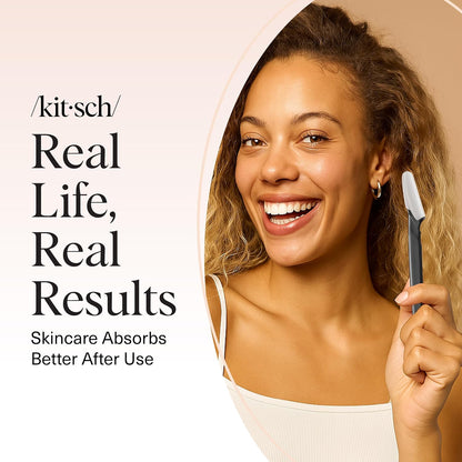 Kitsch Dermaplane Razor – Thoughtful Birthday Gift for Women, At-Home Facial Exfoliation Set in Black, 6 Pack