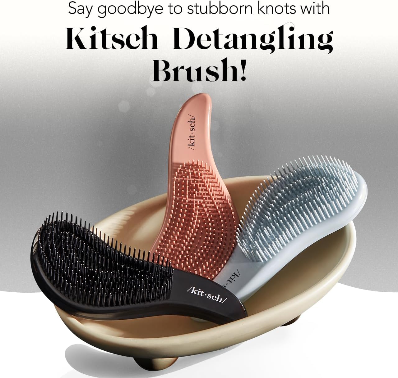 Kitsch Detangler Brush – Scalp-Massaging Detangler for Post-Shower Self-Care Rituals and Curly Hair