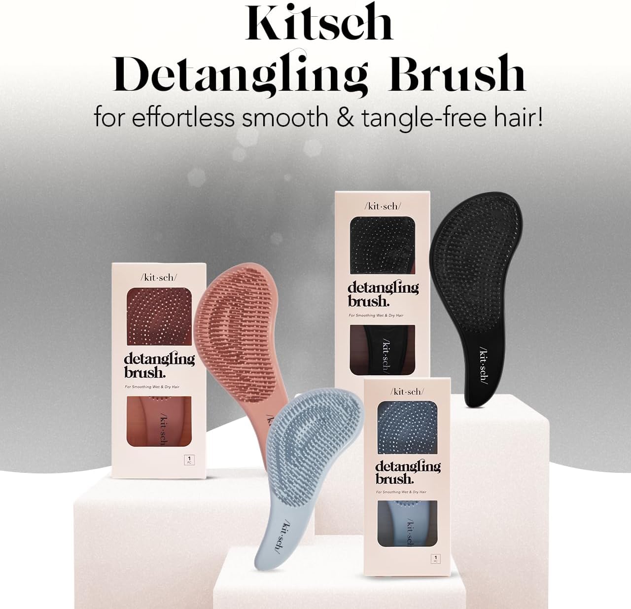 Kitsch Detangler Brush – Scalp-Massaging Detangler for Post-Shower Self-Care Rituals and Curly Hair