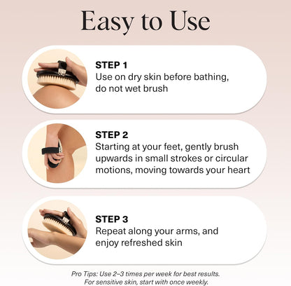 Kitsch Dry Brushing Body Brush for Lymphatic Drainage – Neutral Wooden Body Brush for a Minimalist Bathroom