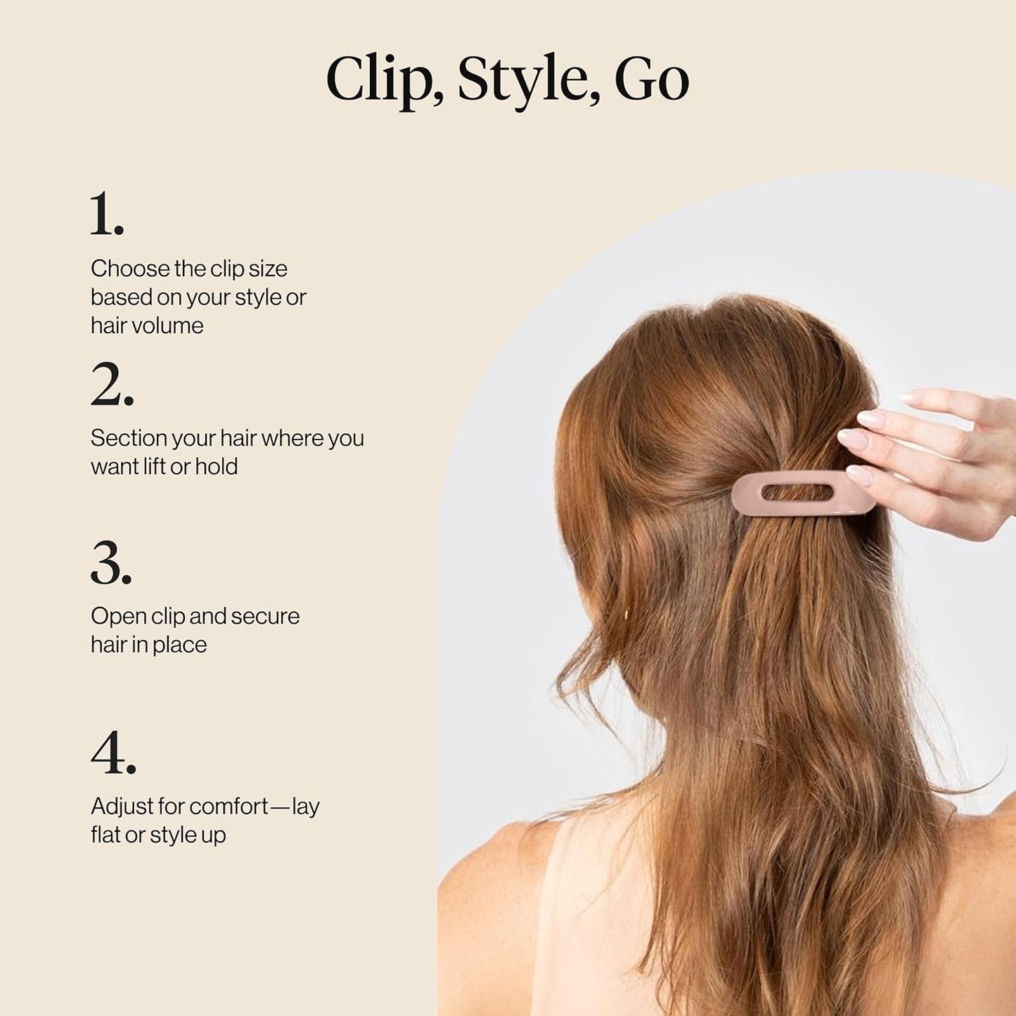 Kitsch Flat Claw Clip Set – Clean-Lined Hair Accessories for Capsule Wardrobes, 3pc Neutral Set